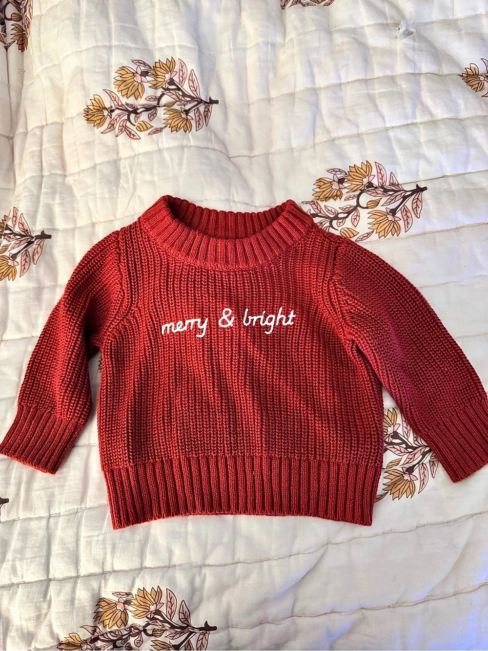cloud island Merry & Bright Holiday Sweater Red Baby 0-3M